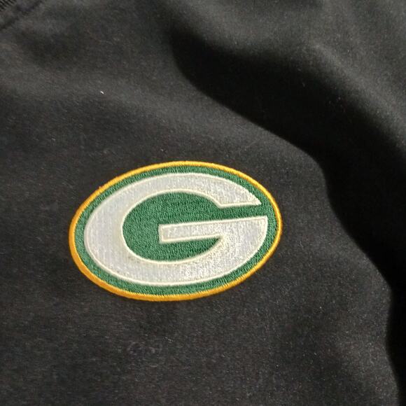 NFL Green Bay Packers Men's Small Windbreaker Pullover Black Side Zip Lined - Picture 6 of 12